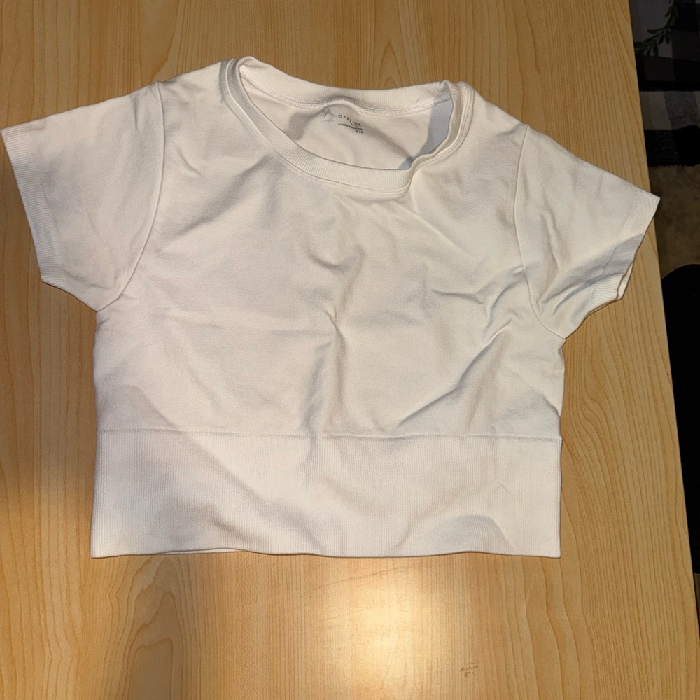 Aerie Offline White Seamless Short Sleeve Crop Top